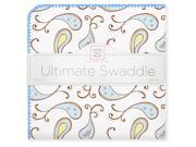 SwaddleDesigns Ultimate Swaddle Blanket Triplets Paisley Pastel Blue
