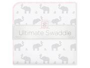 SwaddleDesigns Ultimate Swaddle Blanket Elephant Chickie Blushing Rose