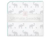 SwaddleDesigns Ultimate Swaddle Blanket Elephant Chicki Sunwashed Aqua