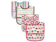 Luvable Friends 4 Pack Water Resistant Bibs with Pocket Pink Purple