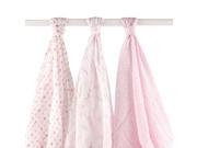 Hudson Baby 3 Pack Muslin Swaddle Blankets Pink Feather