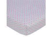 Gerber Knit Crib Sheet Hot Pink Hearts on Grey