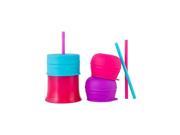 Boon SNUG 3 Pack Straw Lids with Cup Pink Purple Blue
