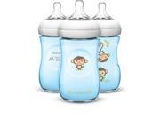 Avent BPA Free 3 Pack 9 Ounce Decorated Natural Bottle Blue Monkeys