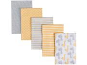 Gerber 5 Pack Flannel Receiving Blanket Yellow Gray