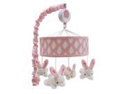 Lambs Ivy Happi Charlotte Pink White Bunny Musical Mobile