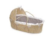 Badger Basket Natural Hooded Moses Basket with Bedding Gray White