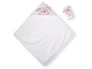 Koala Baby Girls B is for Bunny Pink White Hooded Towel with Wash Mitt