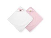 Koala Baby Girls B Is For Bunny 2 Pack Pink White Hooded Towel Set