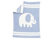 Lambs Ivy Signature Elephant Tales Blue White Chenille Blanket