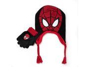 Marvel Spider Man Hat and Glove Set Black and Red Face