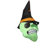 6 Foot Airblown Inflatable Halloween Green Witch Skull