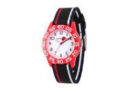 Red Balloon Boy s Red Plastic Watch with Black Striped Nylon Strap