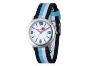 Red Balloon Boy s Stainless Steel Watch with Blue Black Striped Nylon Strap