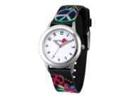 Red Balloon Girl s Stainless Steel Peace Watch Black Nylon Strap