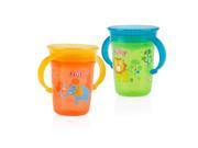 Nuby 2 Pack 8 Ounce No Spill 2 Handle 360 Degree Wonder Cup Neutral