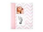 Pearhead Pink Chevron Baby Book with Clean Touch Ink Pad