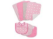 Trend Lab Lily 3 Pack Bib and 4 Pack Burp Cloth Set