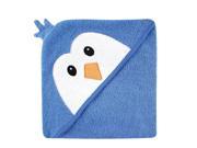 Luvable Friends Animal Face Hooded Terry Towel Blue Penguin