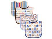 Luvable Friends 4 Pack Water Resistant Bibs with Pocket Blue