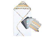 Trend Lab Buttercup Zigzag 6 Piece Hooded Towel and Wash Cloth Set