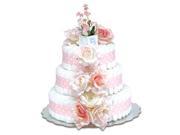 Bloomers Baby Diaper Cake Classic Pink Roses with Polka Dots Large 3 Tier