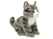 Toys R Us Animal Alley 9 inch Striped Stuffed Cat Grey
