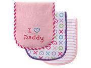 Luvable Friends 3 Count I Love Daddy Baby Burp Cloths Pink
