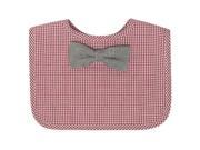 Frenchie Mini Couture Boys Red Gingham Fancy Bib with 3D Bowtie