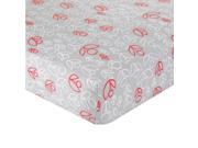 CoCaLo Grey Coral Flowers Cotton Fitted Sheet