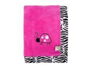 Trend Lab Zahara Zebra Framed and Embroidered Coral Fleece Receiving Blanket