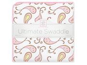 SwaddleDesigns Ultimate Receiving Blanket Triplets Paisley Pastel Pink