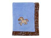 Trend Lab Cowboy Baby Framed and Embroidered Coral Fleece Receiving Blanket
