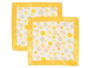 MiracleWare Polka Dots with Yellow Trim Muslin 2 Pack Security Blanket