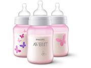 Philips Avent Anti colic 9 Ounce 3 Pack Bottle Pink Butterflies