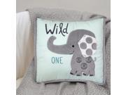 Lambs Ivy Yoo Hoo Blue Gray Wild One Elephant Decorative Pillow
