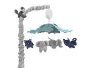 Lambs Ivy Animal Crackers Gray Blue Jungle Musical Mobile