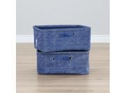 South Shore Storit 2 Pack Chambray Pattern Nightstand Baskets Blue