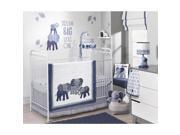 Lambs Ivy Indigo Blue White Elephant 3 Piece Crib Bedding Set