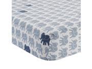 Lambs Ivy Indigo Blue White Elephant Fitted Crib Sheet