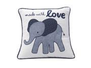 Lambs Ivy Indigo Blue White Made With Love Elephant Decorative Pillow