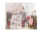 Lambs Ivy Family Tree Coral Gray Gold Owl 4 Piece Crib Bedding Set
