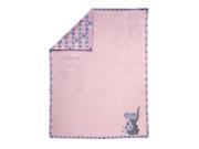 Lambs Ivy Pink Gray Little Peanut Elephant Reversible Minky Blanket
