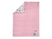 Lambs Ivy Pink Gray Fox Reversible Minky Blanket