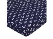 NoJo Mix and Match Anchors Away Navy and White Nautical Fitted Crib Sheet