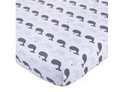 NoJo Mix and Match Navy Light Blue White Whales Crib Sheet