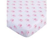 NoJo Mix and Match Pink and White Elephants Crib Sheet