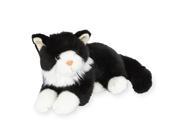 Toys R Us Animal Alley 11 inch Lying Stuffed Cat Black and White