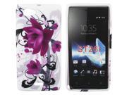 Kit Me Out USA TPU Gel Case for Sony Xperia J Purple Bloom