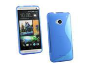 Kit Me Out USA TPU Gel Case for HTC One M7 Blue S Line Wave Pattern